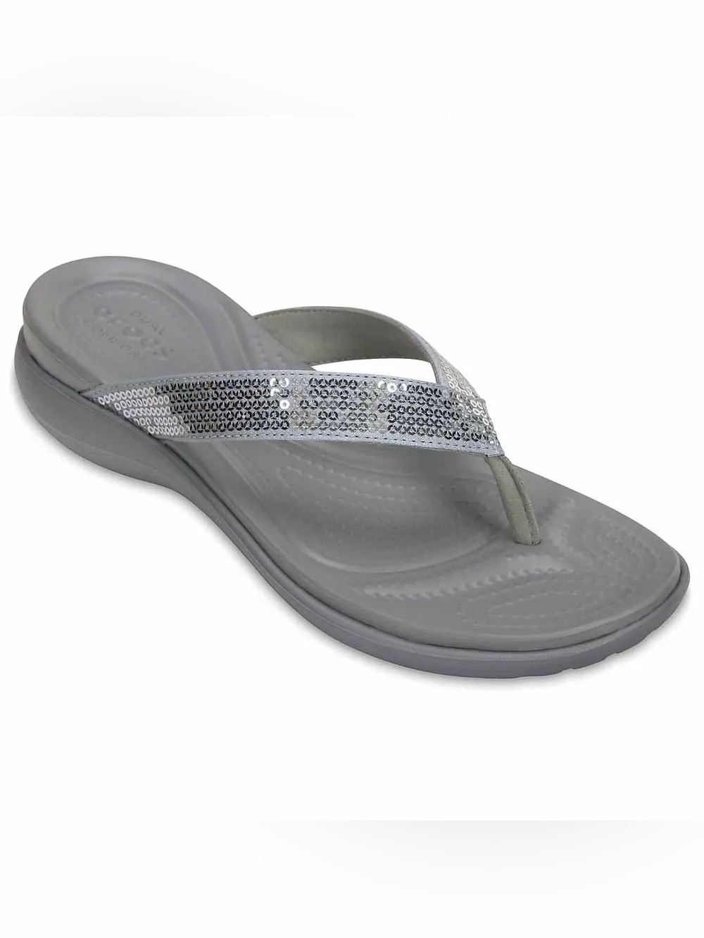Croc Capri V sequin flip flops